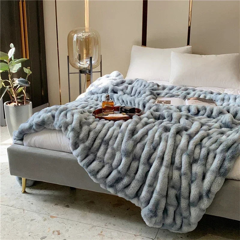 Afralia™ Faux Rabbit Fur Winter Blanket - Soft Plush Warmth for Sofa & Bed