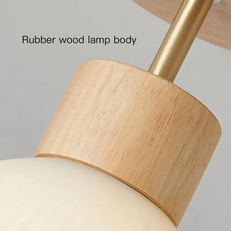 Afralia™ Coco Wood Glass LED Ceiling Chandelier for Aisle Corridor Balcony - Nordic Design