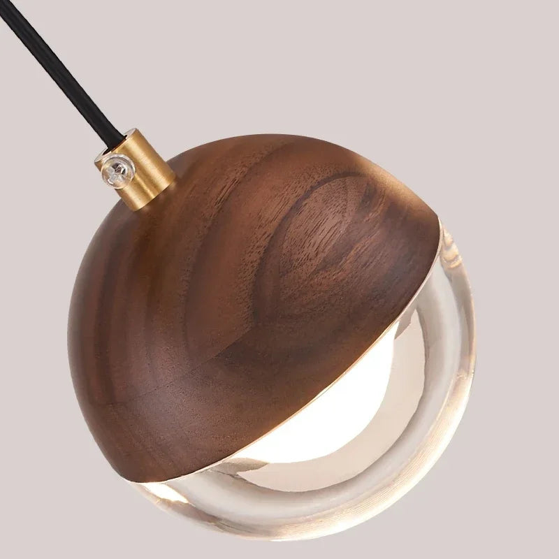 Afralia™ Nordic Wood Glass Pendant Lights, Modern LED Indoor Lighting for Home, Restaurant, Cafe