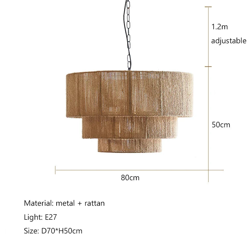 Afralia™ Wabi Sabi Rattan Pendant Light Chandelier for Home Decor & Living Room