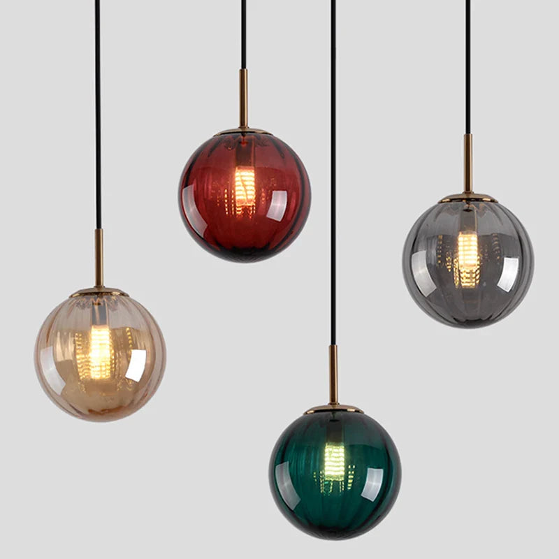 Afralia™ Nordic Glass Pendant Lamp | Globe Hanging Light Fixture for Home & Living Room