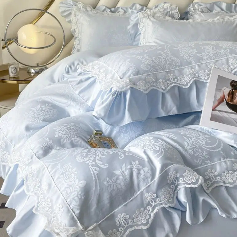 Afralia™ Silk Jacquard Bedding Sets: Summer Cool Quilt Cover Set, Various Sizes