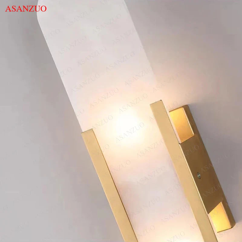 Afralia™ Jade Stone Wall Sconce Light Fixtures for Bedroom Living Room Hotel Decor