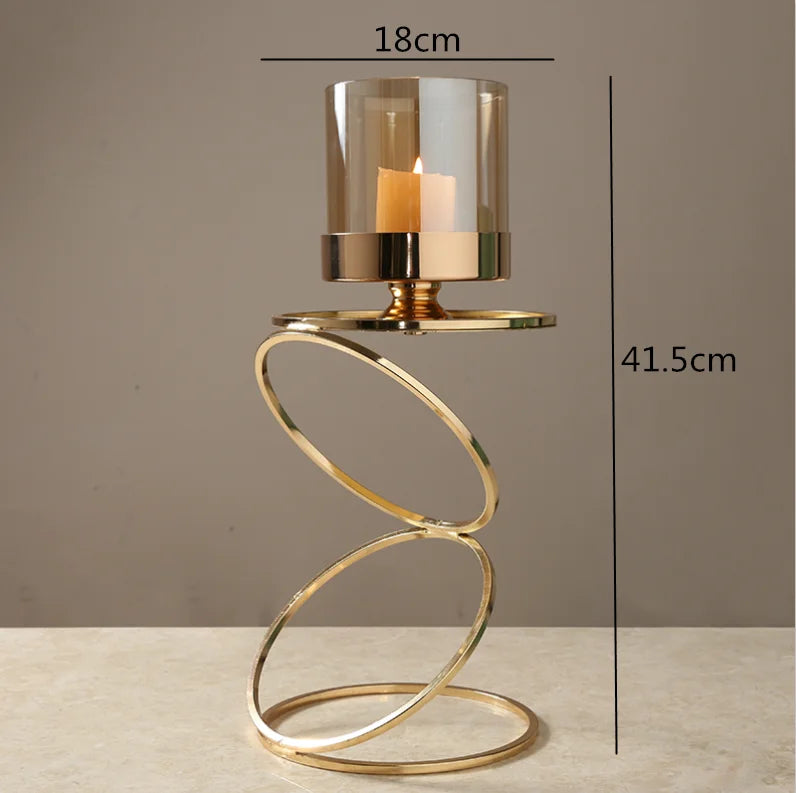 Afralia™ Glass Candle Holders Nordic Retro Gold Candlestick Wedding Home Decor