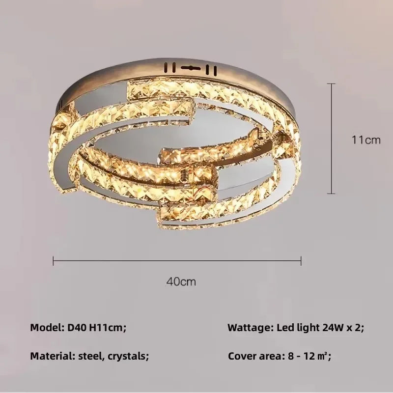 Afralia™ Crystal LED Chandelier Pendant Light Modern Luxury Foyer Ceiling Lamp