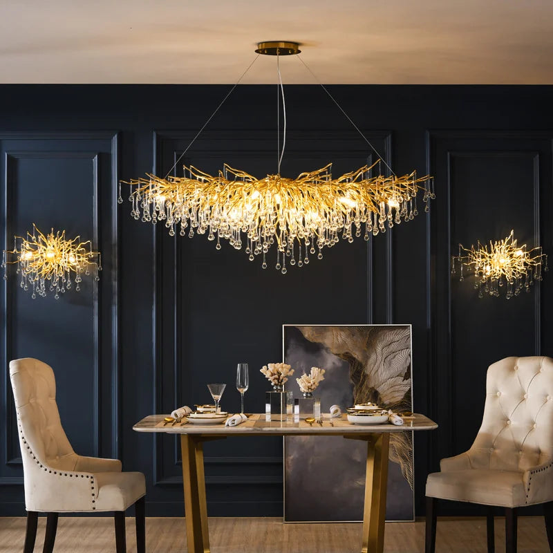 Afralia™ Crystal LED Chandelier: Modern Light Luxury Water Drop Design for Home Decor