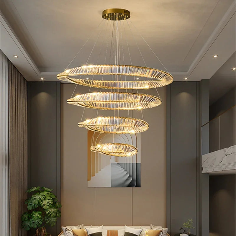 Afralia™ Crystal LED Chandelier for Home Dining Room Kitchen Gold Lustres