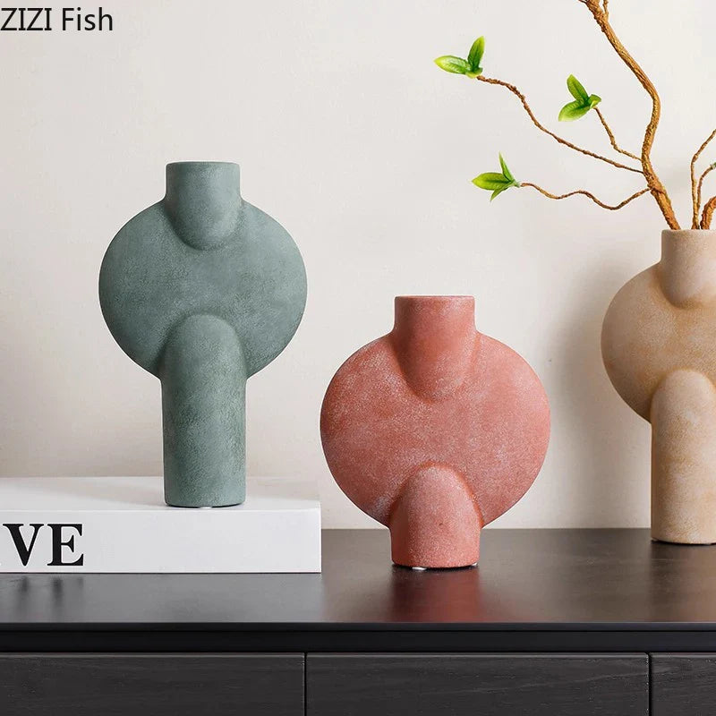 Afralia™ Geometric Ceramic Vase for Stylish Floral Arrangements