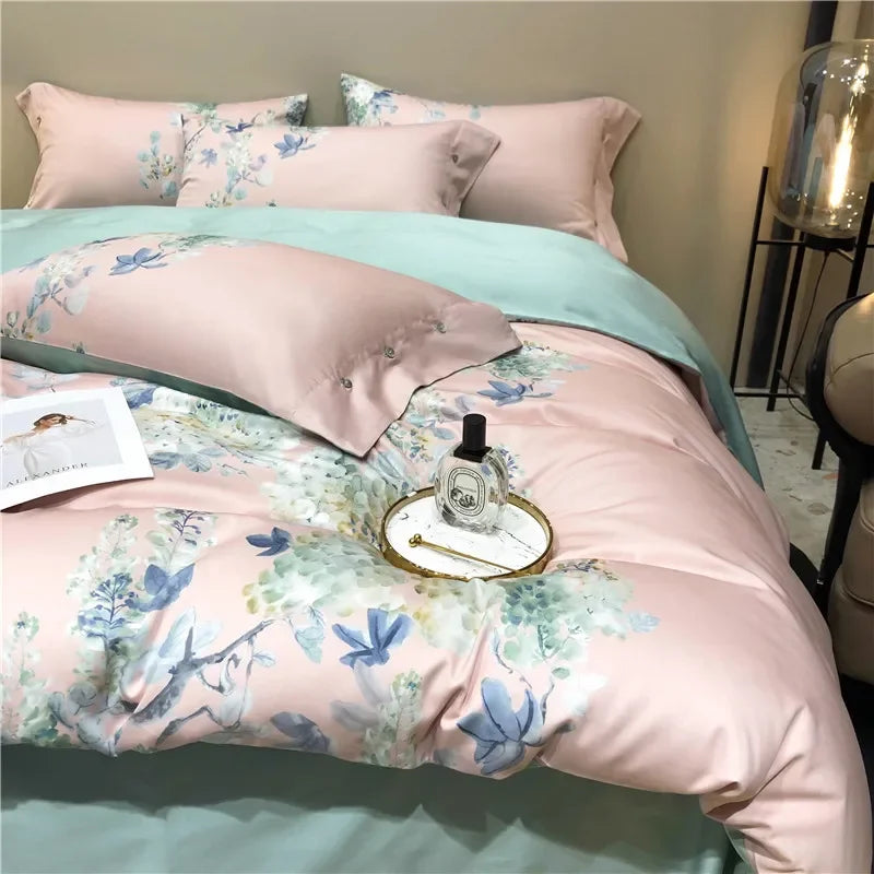 Afralia™ Egyptian Cotton Bedding Set - Queen King Full Size Duvet Cover Sheet Pillowcase