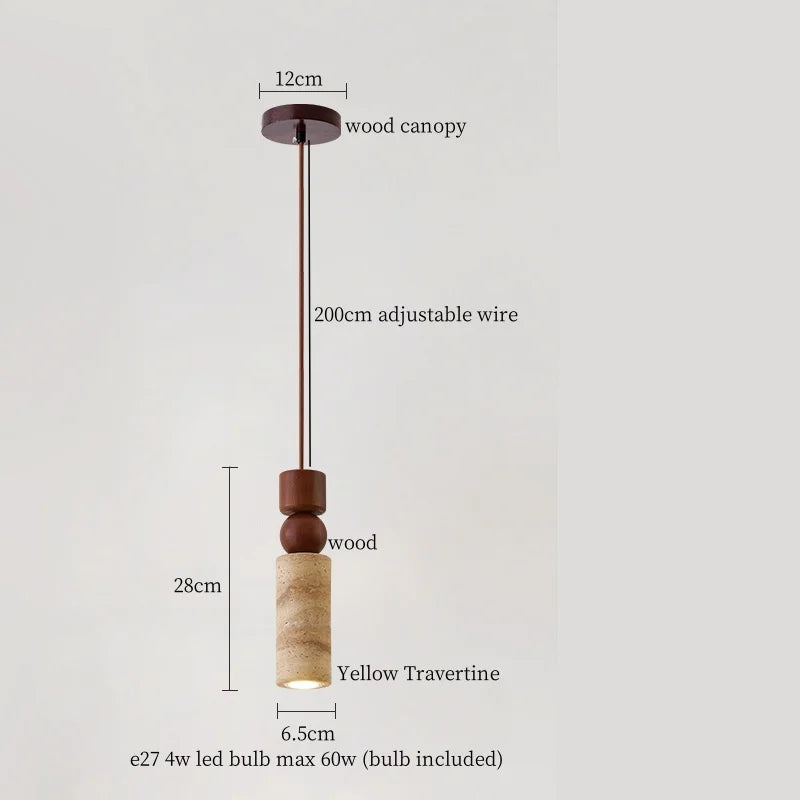 Afralia™ LED Pendant Light Yellow Travertine Modern Hanging Lampara