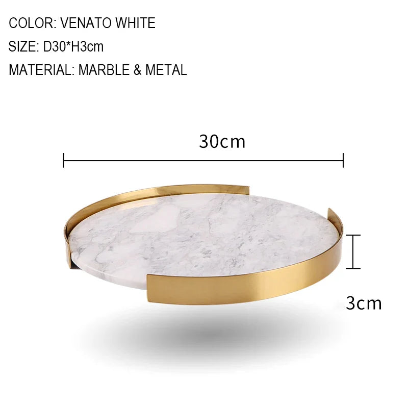 Afralia™ Marble Tray with Golden Metal Pallet for Bathroom Luxury Storage