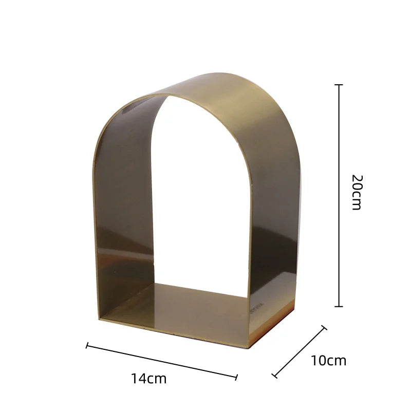 Afralia™ Golden Arches Metal Sculpture Room Decoration Geometric Handicraft Figurine