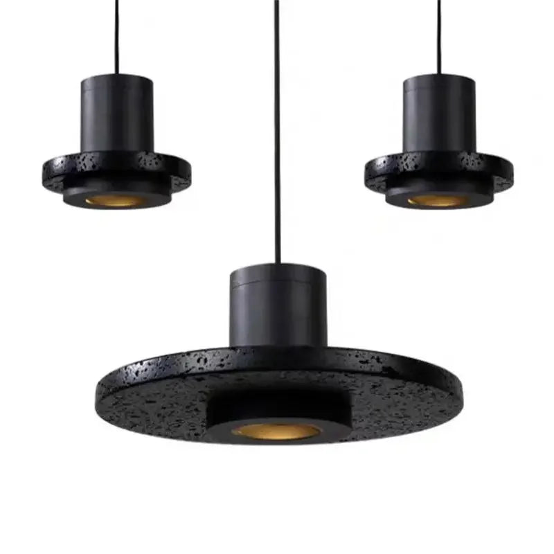 Afralia™ Modern Minimalist Black Hole Stone Bedroom Pendant Chandelier