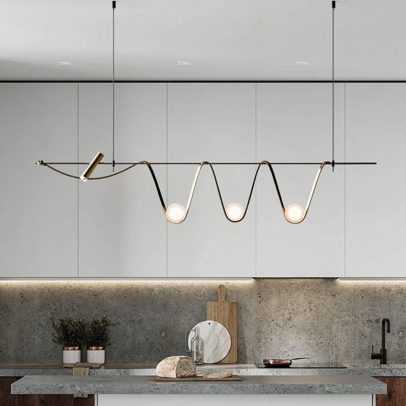 Afralia™ Minimalist Gold Pendant LED Light for Living, Dining, Bedroom, Foyer
