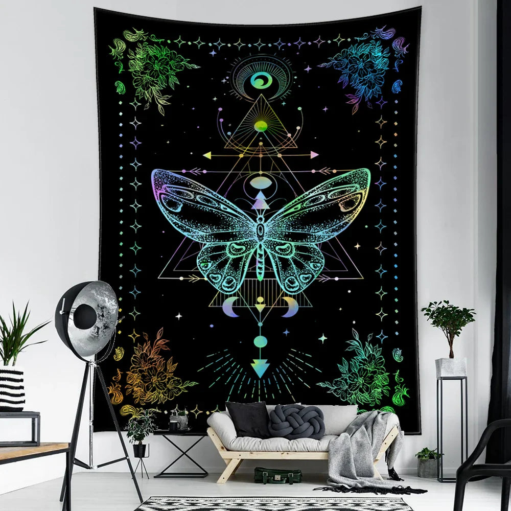 Afralia™ Geometric Butterfly Tapestry Wall Hanging for Bohemian Home Decor