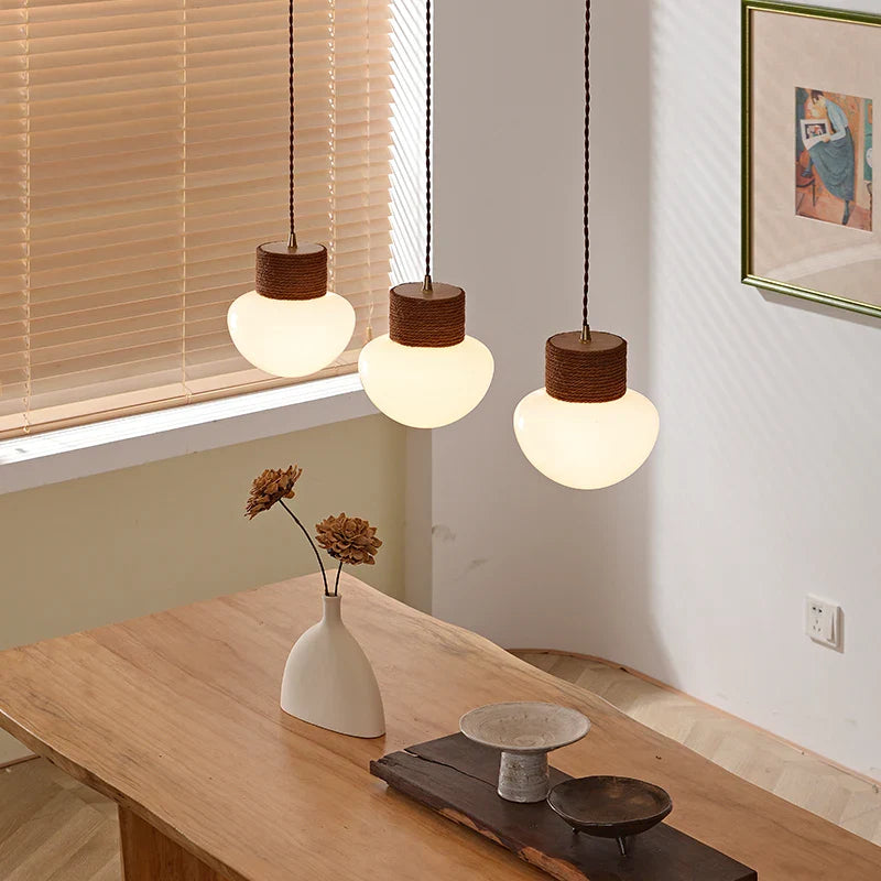 Afralia™ Hemp Rope LED Pendant Light - Nordic Glass Hanging Lamp for Home Decor