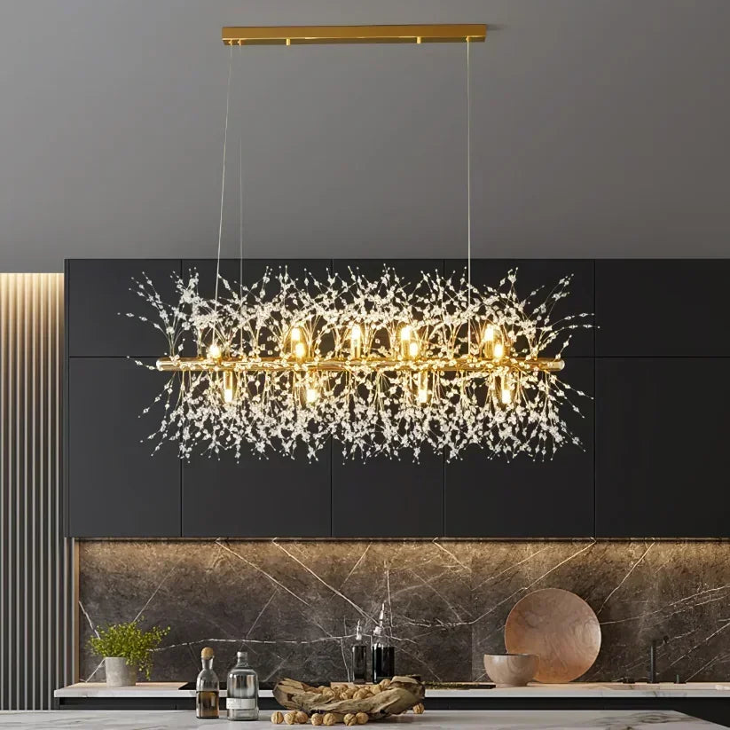 Afralia™ Dandelion Crystal Ceiling Lamp Chandelier for Bedroom Dining Room Kitchen Island