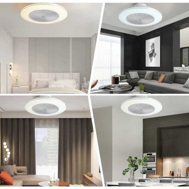 Afralia™ Modern Decorative Invisible Blade Ceiling Fan With LED Light