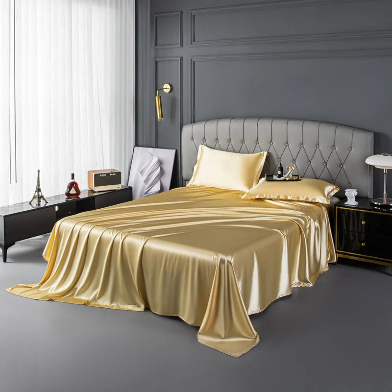 Afralia™ Mulberry Silk King Size Sheet Set - Luxury Soft Bed Cover in Solid Color