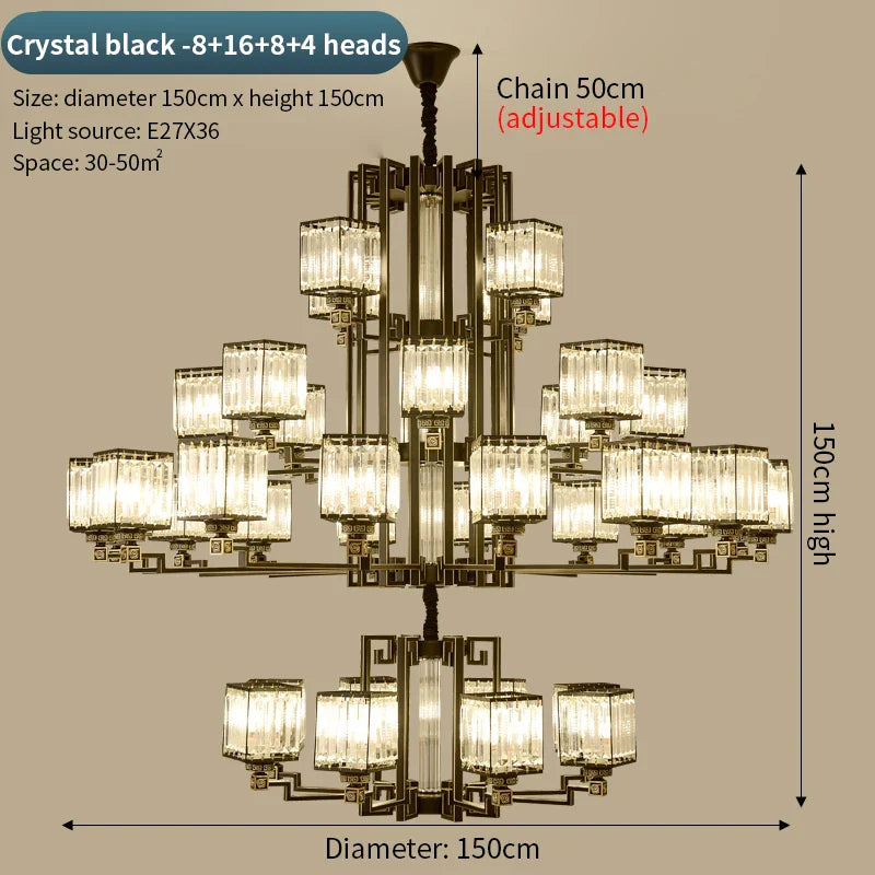 Afralia™ Zen Crystal Chandelier - Luxury Jade Living Room Dining Room Lamp