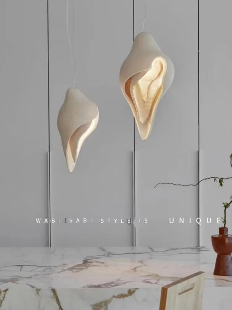 Afralia™ Gypsum Pendant Lamp Conch Design Wabi Sabi Style for Living Room or Bedroom