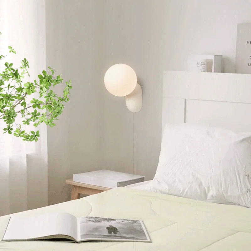 Afralia™ Small Cream Minimalist LED Bedside Wall Lamp for Modern Living Room Aisle Décor