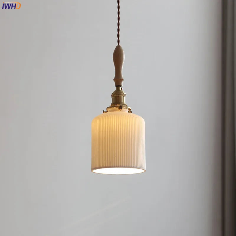 Afralia™ Copper LED Pendant Lights with Ceramic Lampshade for Modern Home Decor
