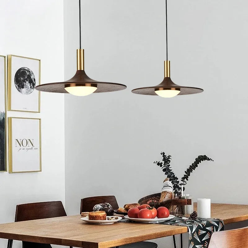 Afralia™ Flying Saucer Solid Wood Chandelier for Restaurant, Bedroom, Cafe - Nordic Copper