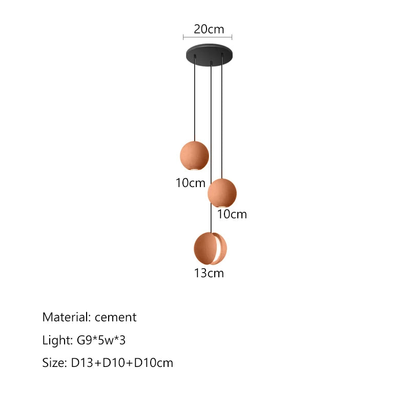 Afralia™ Cement Planet Chandelier Hanging Lamp for Dining Room & Bedroom