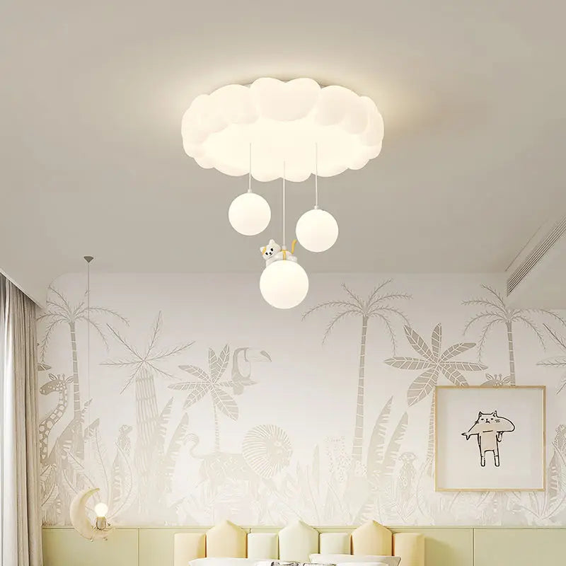 Afralia™ LED Bubble Cloud Rabbit Ceiling Light - Cream Style Warm Lighting for Children's Room