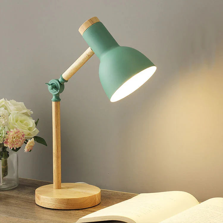 Afralia™ Nordic Wooden Art Iron LED Desk Lamp for Home Decor & Reading