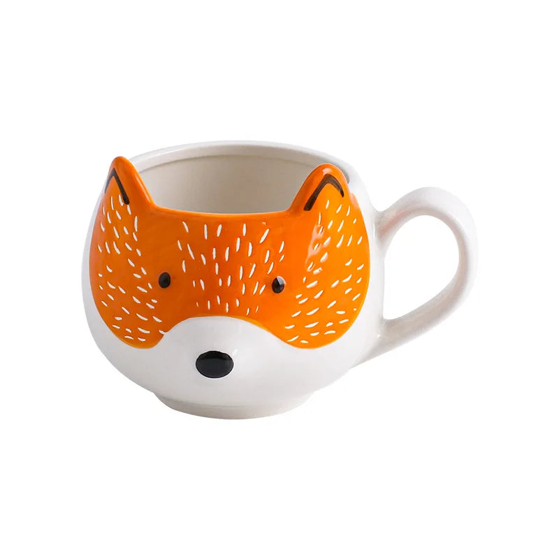 Cute Animal Head Ceramic Mug Set by Afralia™ for Kids & Christmas Gifts