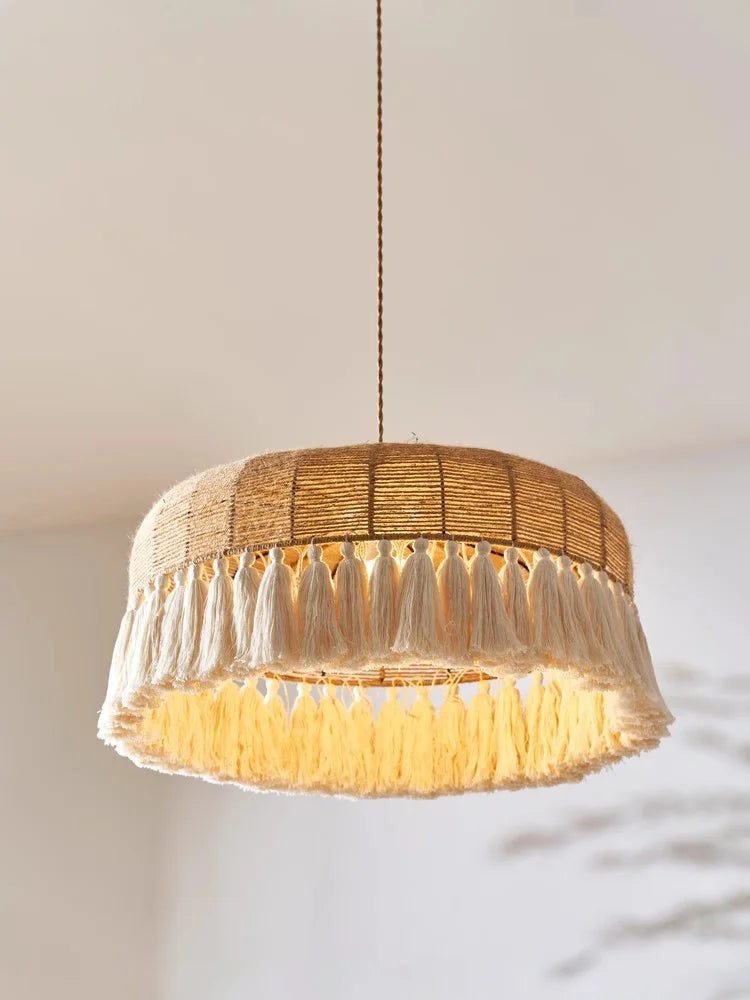 Afralia™ Hemp Rope Ceiling Chandelier: Japanese-Inspired Twine Pendant Lights for Home Decor