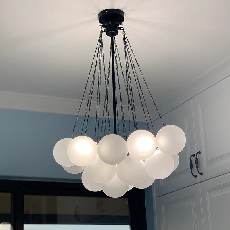 Afralia™ White Bubble Glass Ball Hanging Ceiling Lamp for Modern Home Decor