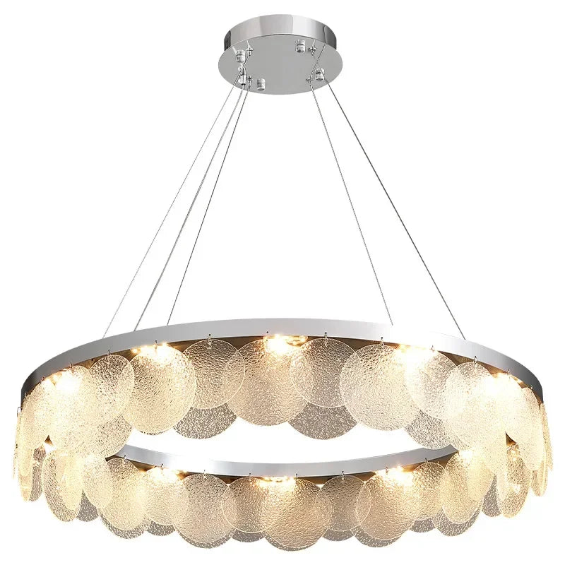 Afralia™ Glass Chandelier LED Ceiling Lamp | Modern Metal Art | Indoor Living Room Kitchen Decoration