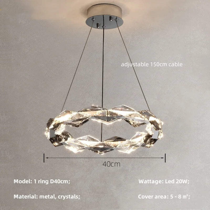 Afralia™ Crystal Chandelier Pendant Light - Dimmable Modern Luxury LED Chrome Luminaria