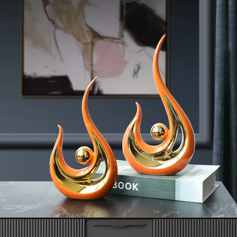 Afralia™ Nordic Ceramic Figurine: Light Luxury Home Decor Sculpture & Desk Accessory