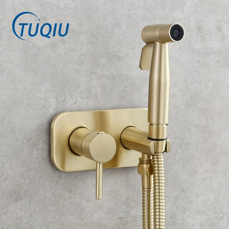 Afralia™ Brass Bidet Sprayer Set with Hot and Cold Faucet - High Pressure Toilet Shower