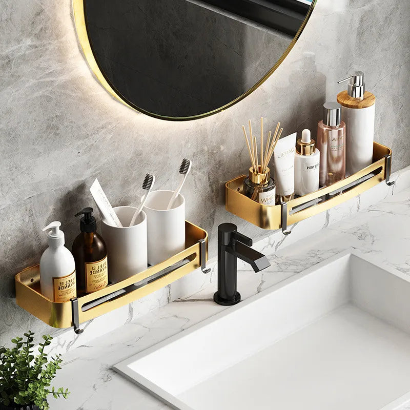 Afralia™ Aluminum Bathroom Corner Shelf - Wall Mounted Shower Storage Holder