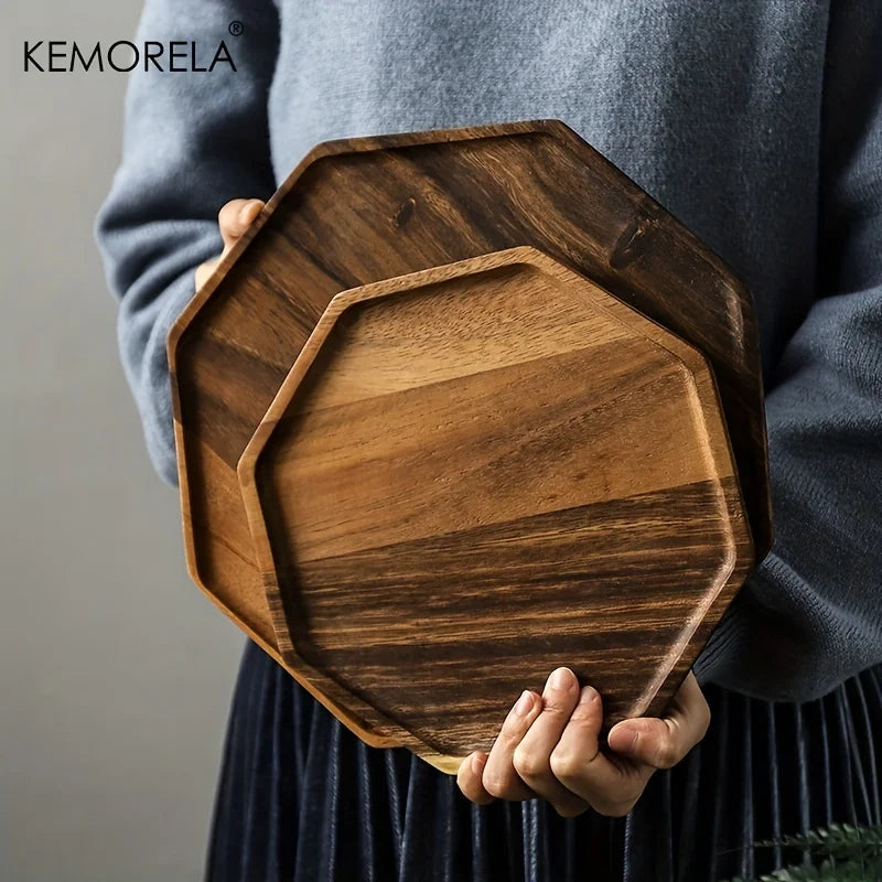 Afralia™ Creative Acacia Wood Plate - Versatile Rectangle Octagonal Tray