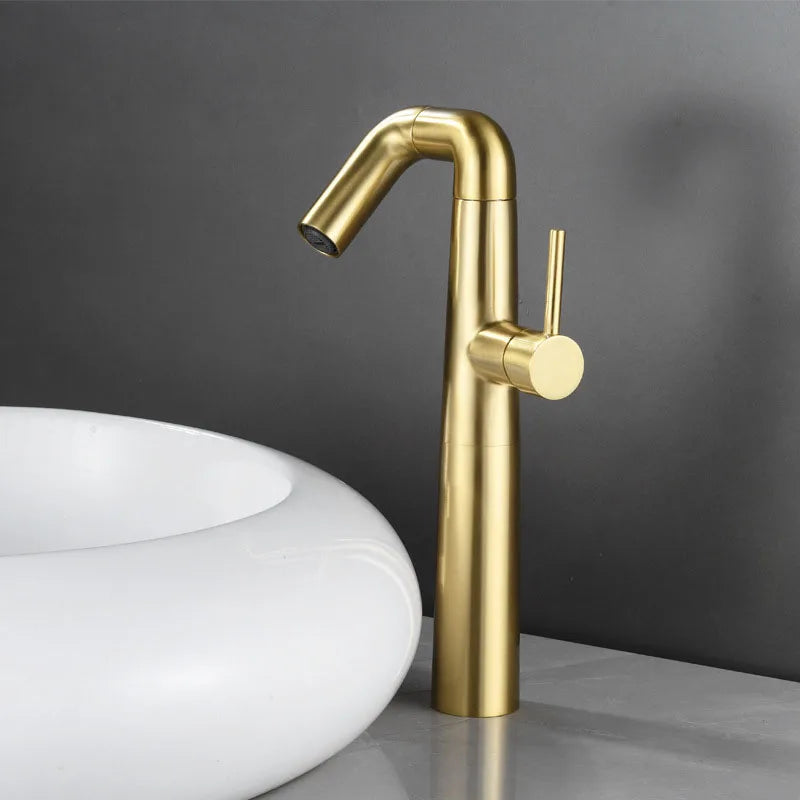 Afralia™ Tall Style Basin Faucet Mixer Deck Mounted Single Hole Handle -Gold Black White Chrome