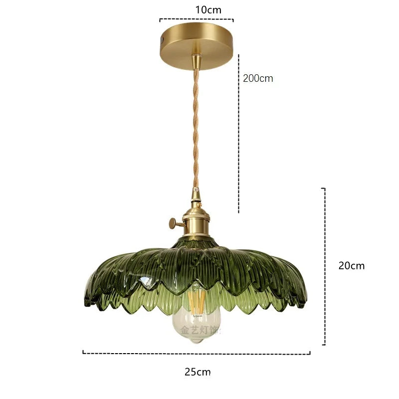 Afralia™ Modern Green Glass LED Pendant Light Fixture for Home Decor