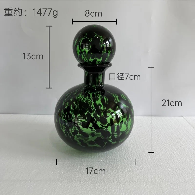 Afralia™ Leopard Print Glass Vase with Lid, Colorful Terrarium Home Decoration