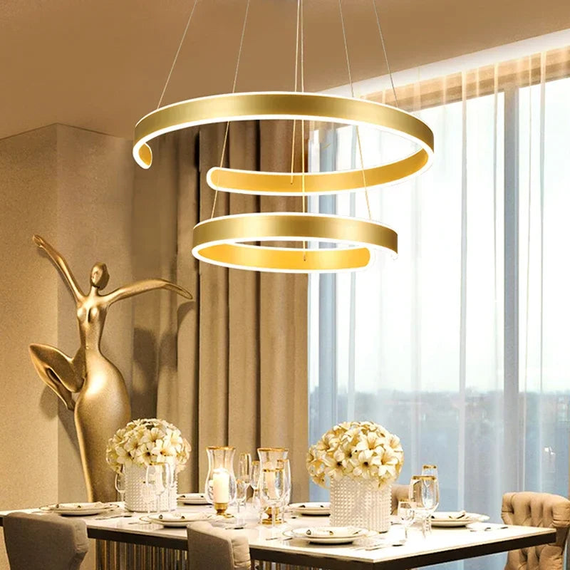 Afralia™ Circle Rings Acrylic Aluminum LED Ceiling Lamp