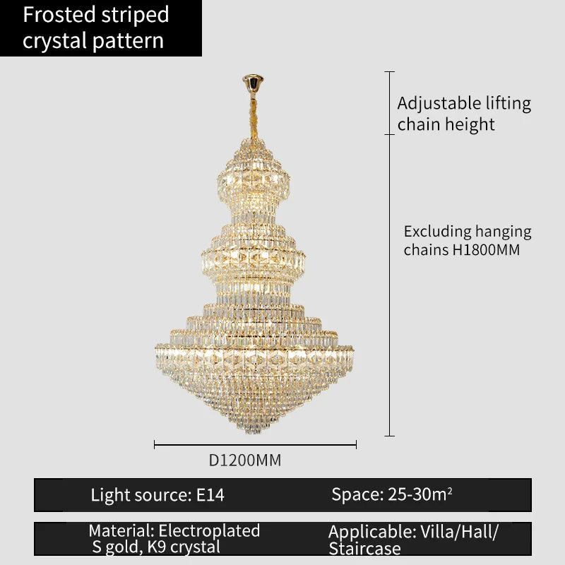 Afralia™ Crystal Chandelier: Luxury High School High-End Living Room Light Fixture