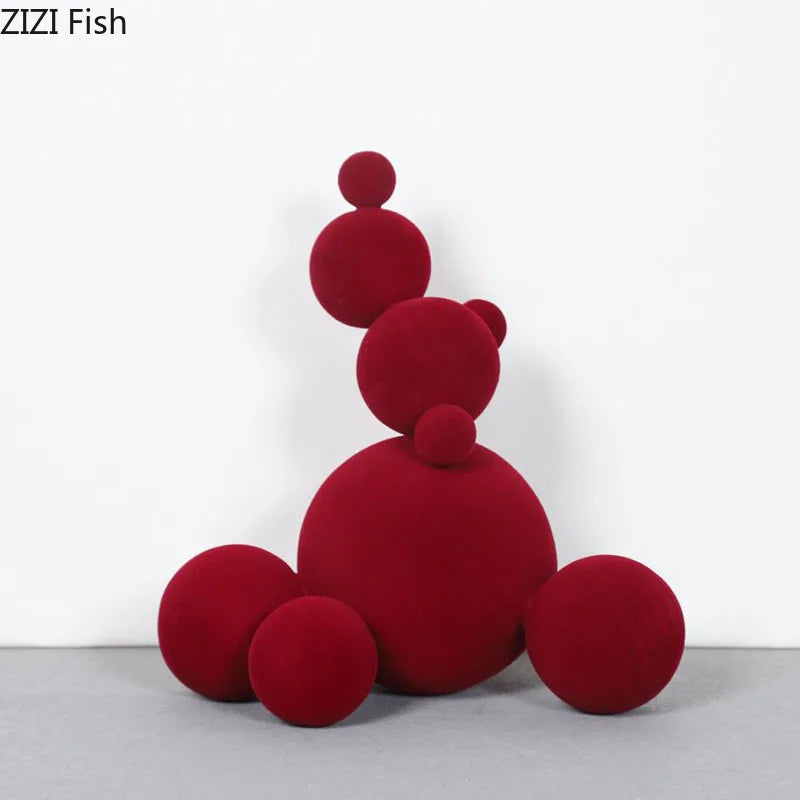 Afralia™ Snowman Flocking Resin Statue Modern Desk Ornament Sculpture