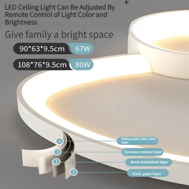 Afralia™ LED Ceiling Chandelier Lights with Remote Control for Living Room, Bedroom, Dining Room