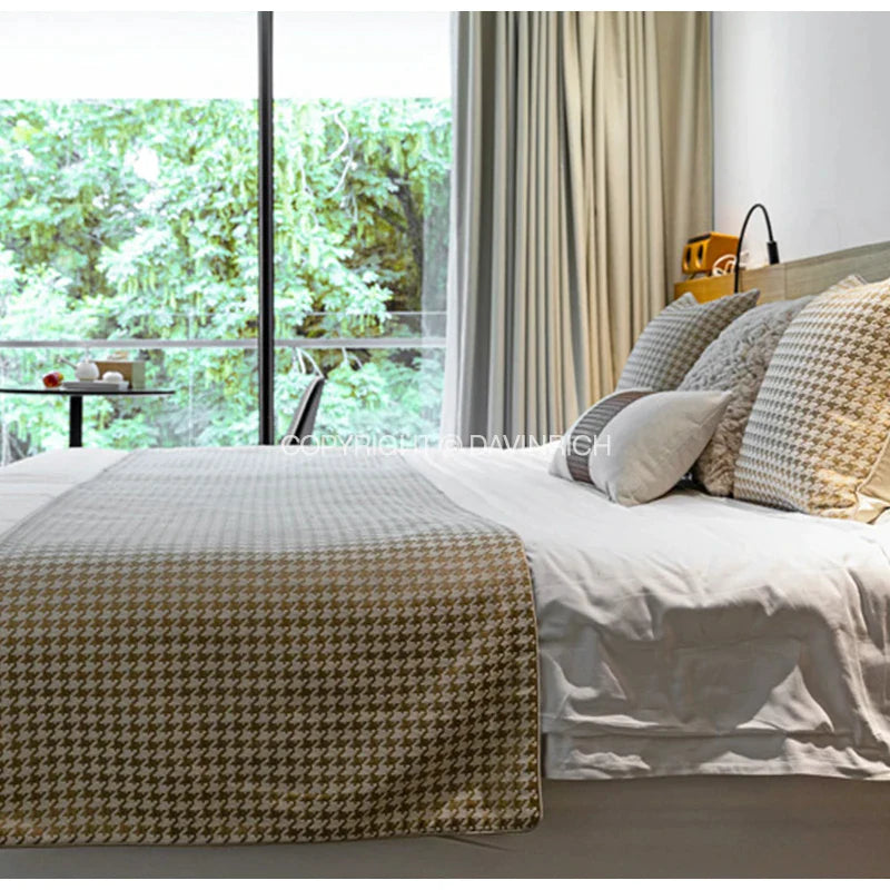 Afralia™ Champagne Houndstooth Jacquard Pillowcase 50x50cm