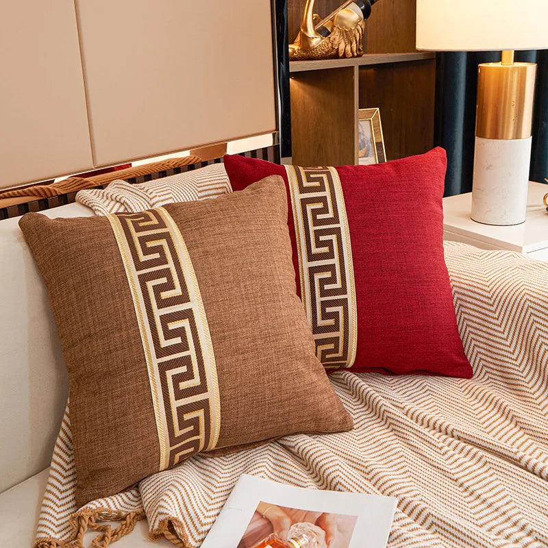 Afralia™ Geometric Phnom Penh Stitch Pillow Cover 45x45cm