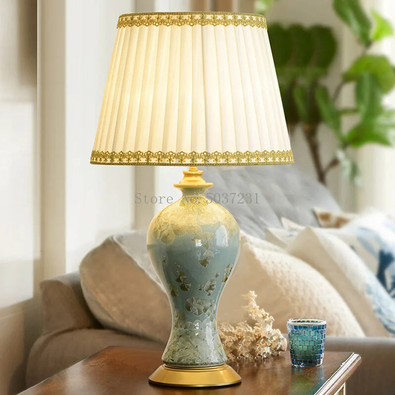 Afralia™ Country Ceramic Table Lamp for Eye Protection, Bedroom Decor & Study